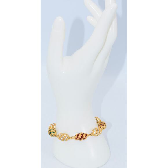 CAMROSE & KROSS JBK Jackie Kennedy Royal Egg Gold Tone/Rhinestone Bracelet - Picture 1 of 10